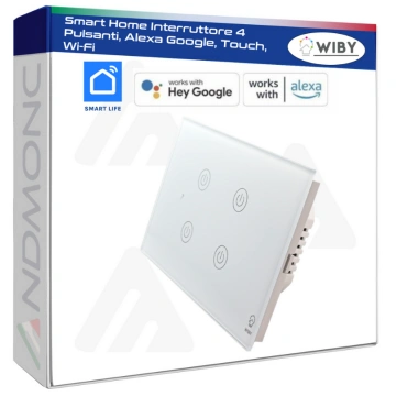 Smart Home Interruttore 4 Pulsanti, Alexa Google, 