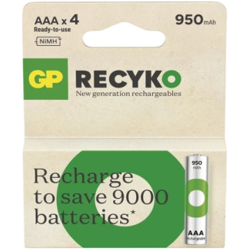 R03 AKU 4BL GP ReCyko 950mAh (jauns) (AAGP100EB4N)
