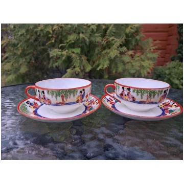 Antikvāri tējas pāri, ļoti plānsienu porcelāns, de