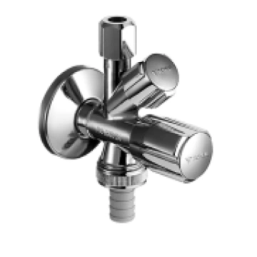 SCHELL Stūra ventīlis 1/2 x 3/4-3/8, hromēts 03551