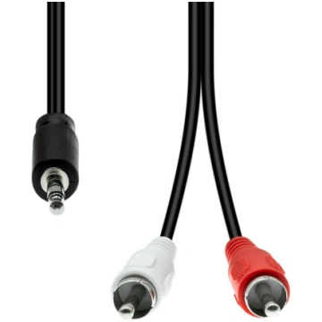 Mini-jack 3-pin to 2 x rca cable m-m black 2m 5714