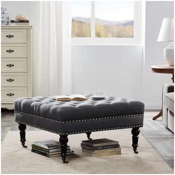 BELLEZE 33" Square Tufted Button Bench Ottoman Nai