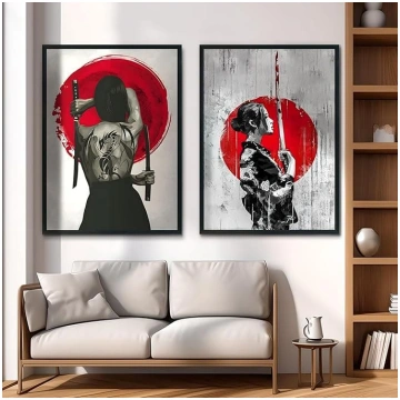 KAIDAARTLH Samurai Japāņu attēls uz audekļa, moder