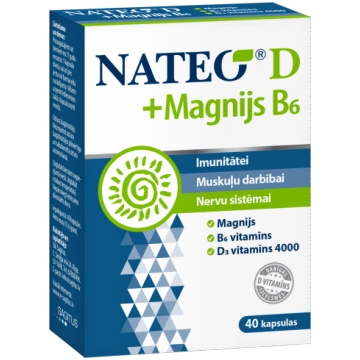 NATEO D 4000 SV ar magniju B6, 40 Kapsulas
