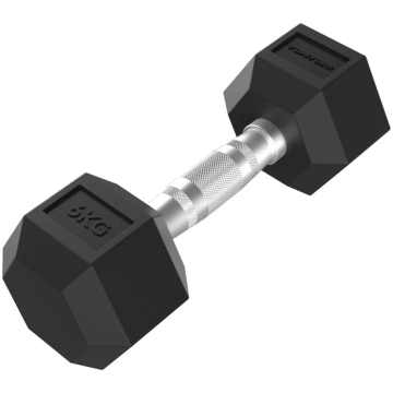 Dumbbells TUNTURI Platinum Hex Rubber Dumbbell, 6 
