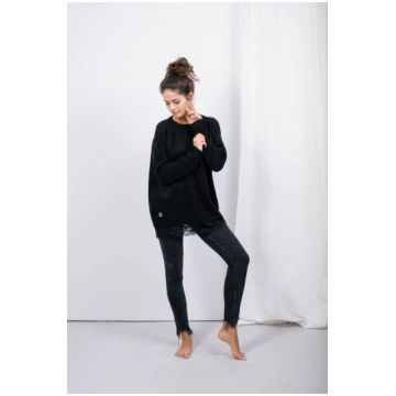Sweter z koronką SUZANNE czarny 100791