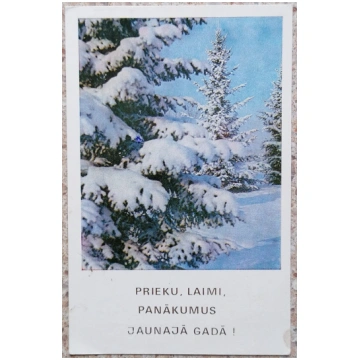 Egle sniegā 1977 Latvijas Jaungada kartīte 9x14 cm