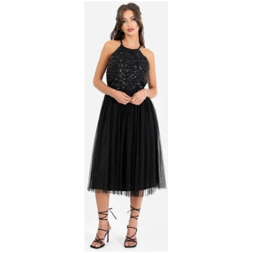 Maya Embellished Halter Neck Midi Dress