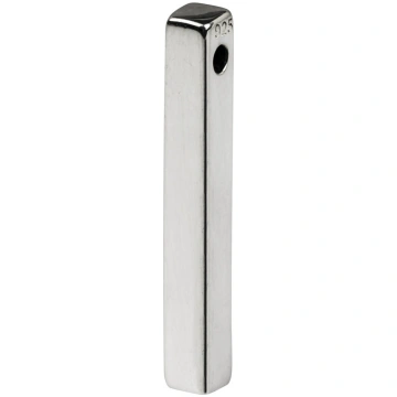 Barre rectangle percée un trou, 30 x 4 mm, Argent 