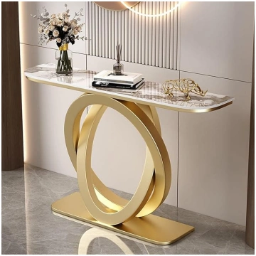 Narrow Console Table with Metal Frame - Hallway Fo