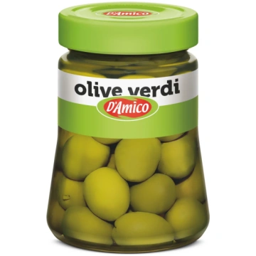 Olīvas zaļās ar kauliņu D"AMICO, 300g