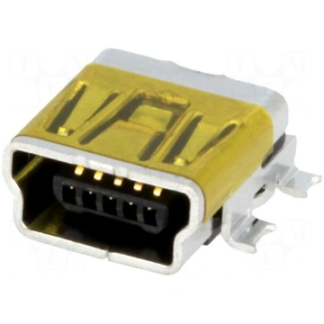 Socket | USB B mini | on PCBs | SMT | PIN: 5 | hor