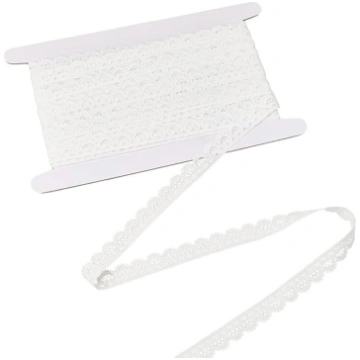 9,14 m Chinlon Lace lentes Stieptas balta elastīga
