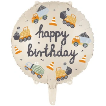 Folija balons ar celtniecības auto, aplis - pildīt