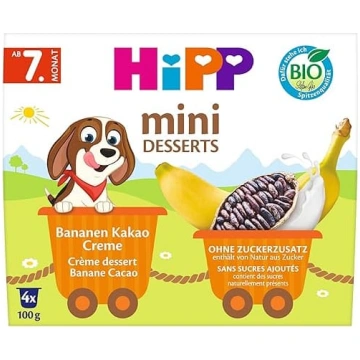 HiPP bioloģiskais mini deserts „Banānu-kakao krēms