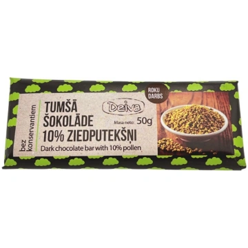 Šokolāde tumšā 10% ziedputekšņi, 50g Deiva