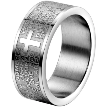 OIDEA Unisex Ring Kreuz Bībele: Bībel Gebet Kreuzr