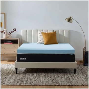 LUCID 4" Gel Memory Foam Mattress Topper Vented De