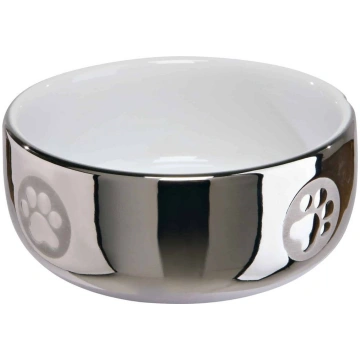 Trixie Cat Bowl Ceramic 0.3 L/Ø 11 Cm, Silver/Whit