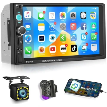 Double DIN auto radio Bluetooth 7 collu HD skārien