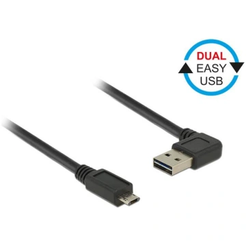 Cable l USB micro AM-BM 2.0 1m black right angle l