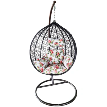 BESK Šūpuļkrēsls ar spilvenu, 105cm melns