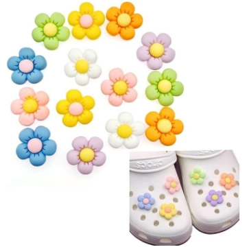 JZK Pack of 14 Flower Shoe Charms for Crocs Clogs