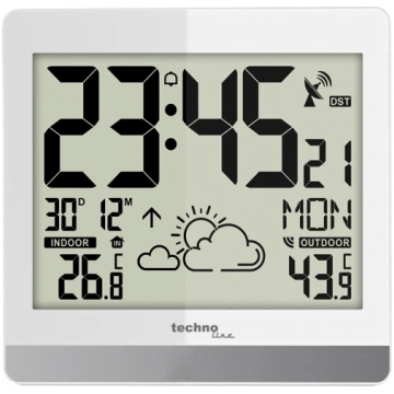 Technoline WS8119 Digital White Wall Clock WS8119