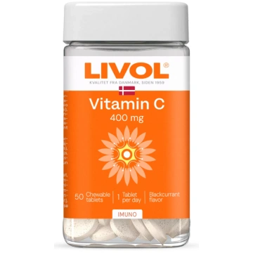 LIVOL Vitamīns C 400 mg košļājamās tabletes, 50 ga