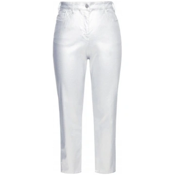 Ulla Popken Metallic Stretch Fit Mom Jeans Silver 