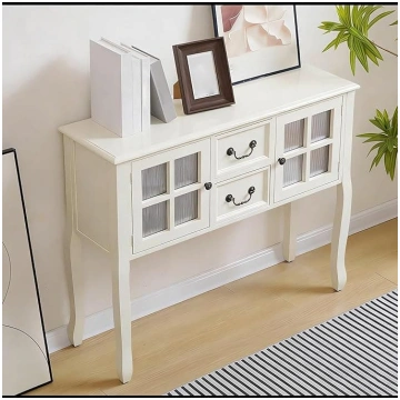 Narrow Console Table with Drawers, Hallway Table w