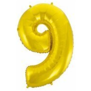 Folijas balons Beauty & Charm cipars 9, zeltains, 