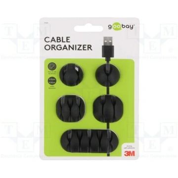 Set of clips; black; Cable P-clips; 5pcs; self-adh
