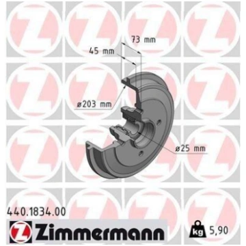 ZIMMERMANN 440.1834.00 Bremžu trumulis, CITROEN, P