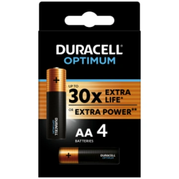 Baterijas DURACELL OPTIMUM AA 4 gab. 250-08269