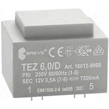 Transformer: encapsulated | 6VA | 230VAC | 12V | 5