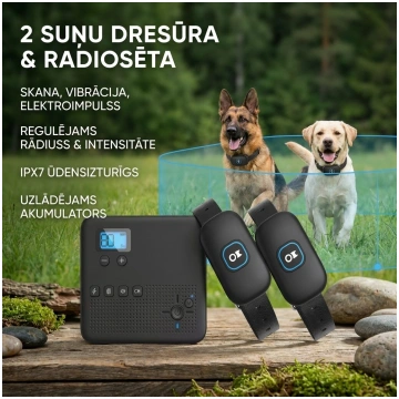Bezvadu suņu radiosēta ar pulti 2 suņiem