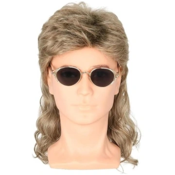 80. gadi Vīriešu zeltaini brūns Mullet parūka Halo