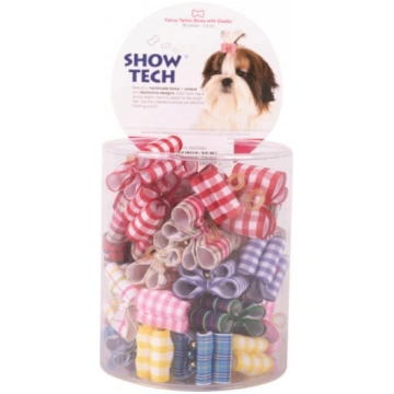 Show Tech Fancy Tartan Bows with Elastic 36 pcs Bo