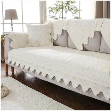 Cotton Couch Sofa Cover Embroidery Leaf Floral Pat