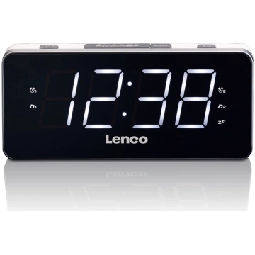 Lenco radio pulkstenis, ar lielu displeju, balts -
