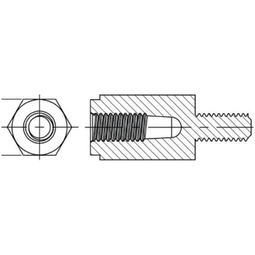 Spacer sleeve; hexagonal; polyamide 66; M3; M3; L: