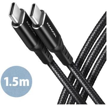 Axagon kabelis USB-C uz USB-C 1.5m 60W 3A melns