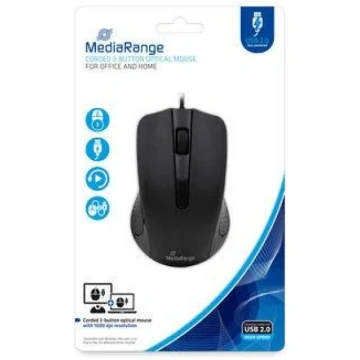 MOUSE USB OPTICAL BLACK/3-BUTTON MROS210 MEDIARANG