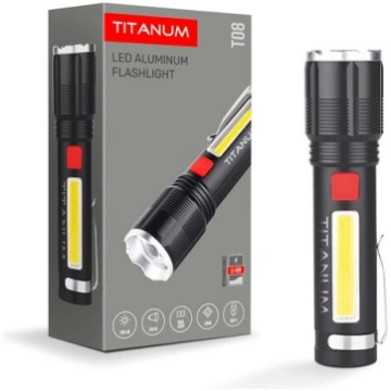 Lukturis LED 700Lm, Titanum, uzlādējams, iebūvēta 
