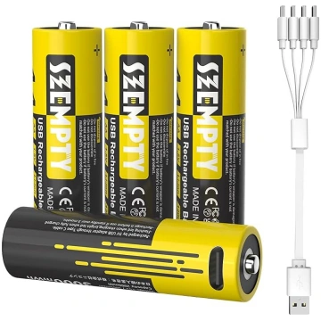 AA 3000 mWh USB uzlādējamās baterijas, 4 iepakojum