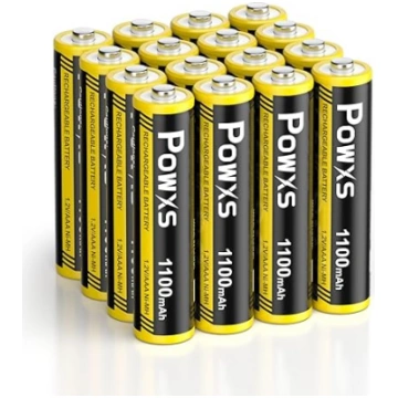POWXS AAA akumulators 1100 mAh, 16 uzlādējamu mikr