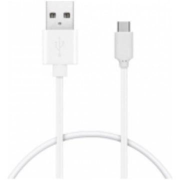 USB-A male to Type-C kabelis, 1m, balts