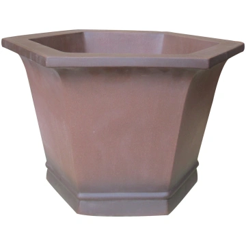 16" Hexagonal Flared Unglazed Cascade Bonsai Pot