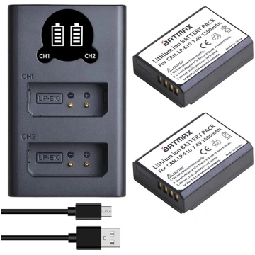 Batmax LP-E10 akumulators un lādētājs ar C tipa US